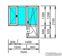 Балконный блок ПВХ Funke 2000x2100 однокамерный