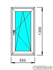 Окно пластиковое поворотно-откидное однокамерное