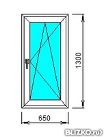 Окно пластиковое поворотно-откидное однокамерное