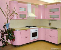 Кухня Розовая, фасад пленка ПВХ