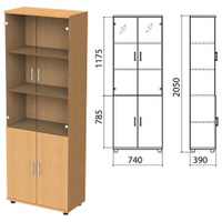 Шкаф закрытый со стеклом Монолит 740х390х2050 мм цвет бук бавария Комплект