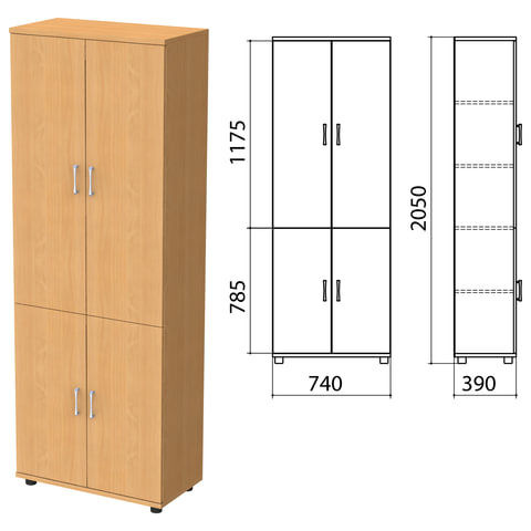 Шкаф закрытый Монолит 740х390х2050 мм цвет бук бавария Комплект