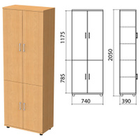 Шкаф закрытый Монолит 740х390х2050 мм цвет бук бавария Комплект