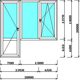 Балконный блок пластиковый Proplex 2000х2000 мм. с/п 32 мм. с И-стеклом.