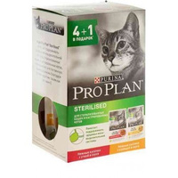 Влажный корм Purina Pro Plan NUTRISAVOUR Sterilised 4+1для кошек с уткой и курицей