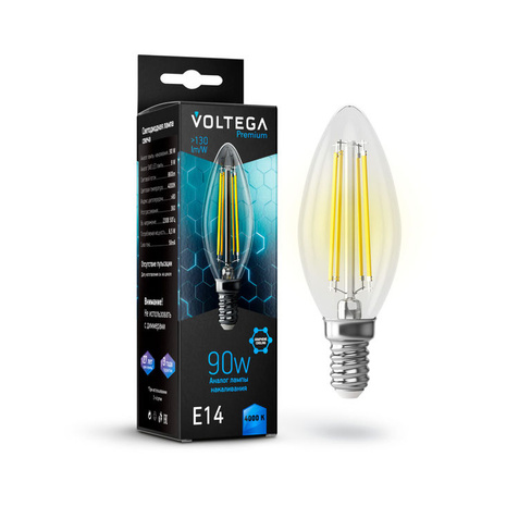 Лампа Voltega VG10-C35E14cold9W-F Crystal 9W Graphene E14 Стекло Прозрачн.