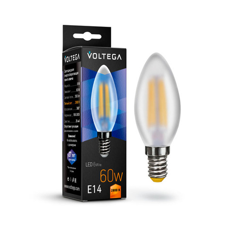 Лампа Voltega VG10-C2E14warm6W-F Crystal Candel matt 6W E14 Стекло Матовый