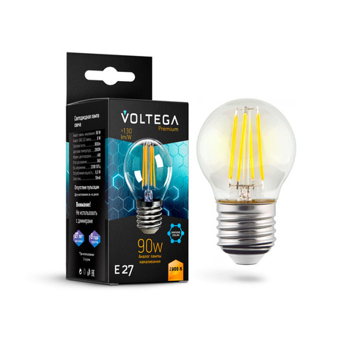 Лампа Voltega VG10-G45E27warm9W-F Crystal 9W Graphene E27 Стекло Прозрачн.