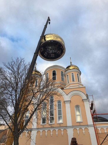 Монтаж большого купола, Храм в Новой Самаре.