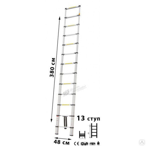 Лестница телескопическая ЛИ 3.8м 13ступ.