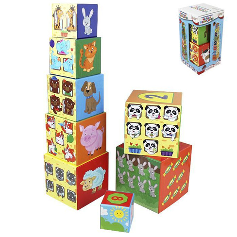 Кубики-пирамидка Разумные детки-Веселый небоскреб арт.И-5033 Рыжий кот