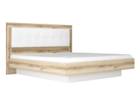Двуспальная кровать Вега Скандинавия ПМ Дуб Каньон / Белый / Белый глянец, 160х200 см, С подъемным механизмом