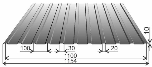 Профнастил С-10 оцинкованный 0,55 мм