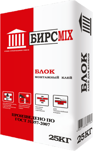 Клей монтажный Блок, БИРСMIX, 25 кг