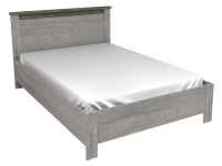Двуспальная кровать Денвер Риббек серый / Камень темный, 120х200 см, С основанием, Без подъемного механизма