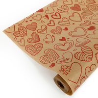 Бумага подарочная упаковочная крафтовая Сердечки, 70х100 см