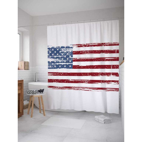 Шторка-занавеска для ванной JOYARTY Американский флаг ретро