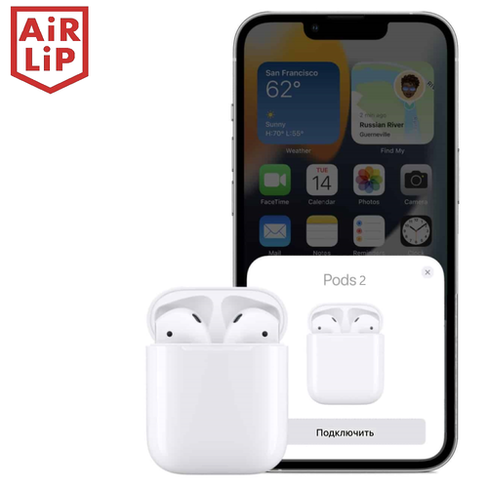 Наушники Беспроводные Pods 2 Premium для iPhone и Android Bluetooth Гарнитура с микрофоном AIRLIP