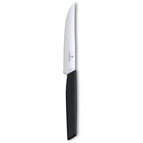 Нож кухонный Victorinox Swiss Modern, столовый, для стейка, 120мм, заточка серрейтор, стальной, черный [6.9003.12w]