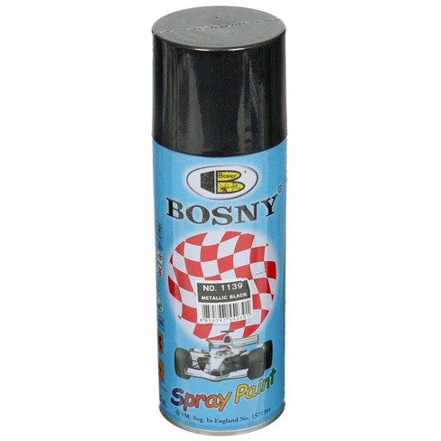 Краска аэрозольная, Bosny, №1139, акрилово-эпоксидная, универсальная, глянцевая, черная, 0.4 кг