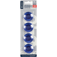 Магнитный держатель для стеклянных досок Глобус МН40ПС усиленный (диаметр 40 мм, 4 штуки в упаковке), прозрачный синий