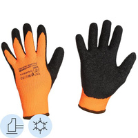 Перчатки рабочие утепленные Scaffa Заря NM007-OR/BLK акриловые с латексным покрытием оранжевые/черные (7 класс вязки, ра