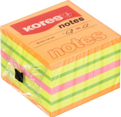 Блокнот Kores Стикеры Cubo 50x50 мм неоновые 4 цвета (1 блок, 400 листов)
