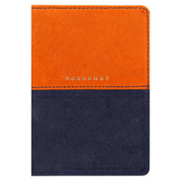 Обложка для паспорта OfficeSpace Duo из натуральной кожи оранжевый/темно-синий (311101)