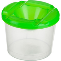 Емкость для воды (стакан-непроливайка) 200 мл, крышка зеленая, корпус прозрачный, с углублениями для размещения кисточек
