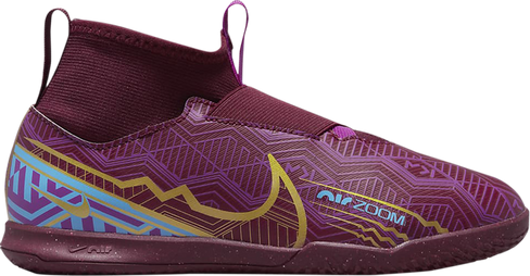 Кроссовки Nike Kylian Mbappé x Zoom Mercurial Superfly 9 Academy IC GS 'Dark Beetroot Metallic Vivid Gold', фиолетовый