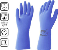 Перчатки хозяйственные HQ Profiline многоразовые Перчатки КЩС латексные сверхпрочные синие (размер 7, S)