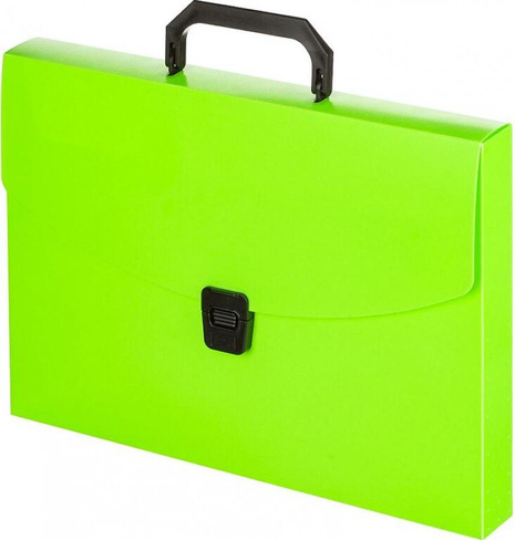 Папка/конверт Attache Папка-портфель пластиковая Neon А4 зеленая (335x230 мм, 1 отделение)