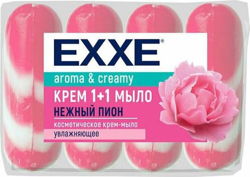 Для ванны и душа Exxe нейтральное Крем-мыло 1+1 Нежный пион 90 г (4 штуки в упаковке)