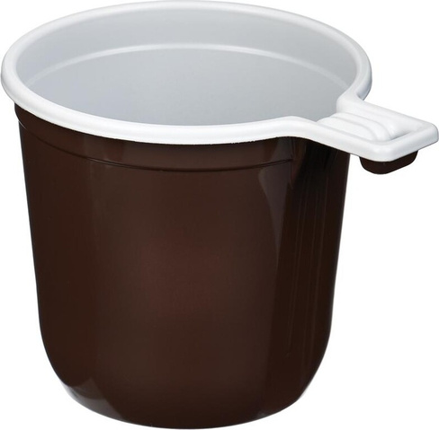 Одноразовая посуда Комус Чашка одноразовая пластиковая 200 мл коричневая/белая 50 штук в упаковке Бюджет