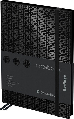 Блокнот Berlingo Записная книжка A6, 80 листов, кожзам "DoubleBlack", черный срез, черная, с рисунком 4260107492283