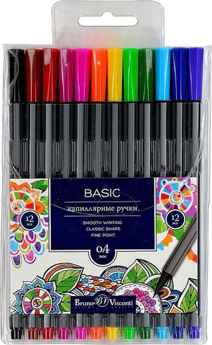 Ручка Bruno Visconti Набор капиллярных ручек "Basic", 0,4 мм, 12 цветов