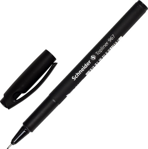 Ручка Schneider Ручка капиллярная Topliner 967, ЧЕРНАЯ, черный корпус, линия письма 0,4 мм, 9671
