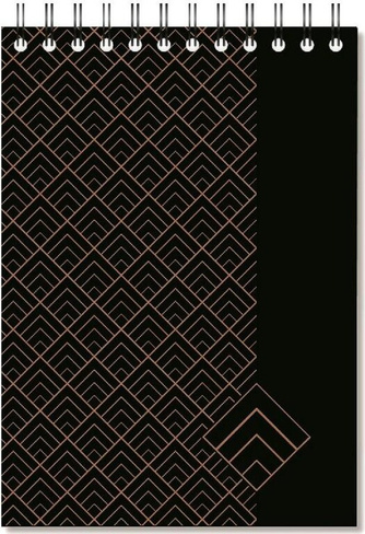Блокнот Комус Блокнот Art Deco A5 80 листов черный в клетку на спирали (148x215 мм)