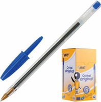 Ручка BIC Ручка шариковая "Cristal", СИНЯЯ, корпус прозрачный, узел 1 мм, линия письма 0,32 мм, 847898