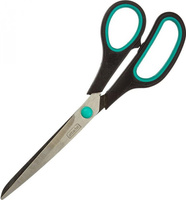 Ножницы бытовые Attache Ножницы 215 мм с пластиковыми прорезиненными анатомическими ручками черного/зеленого цвета