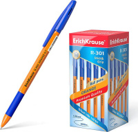 Ручка Erich Krause Ручка шариковая с грипом "R-301 Grip", СИНЯЯ, корпус оранжевый, узел 0,7 мм, линия письма 0,35 мм, 39