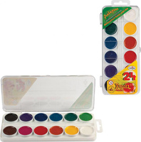 Краска для рисования Гамма Краски акварельные "Пчелка", 24 цвета, медовые, без кисти, пластиковая коробка, европодвес, 2