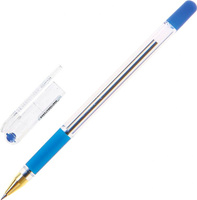 Ручка MunHwa Ручка шариковая масляная с грипом "MC Gold", СИНЯЯ, корпус прозрачный, узел 0,5 мм, линия письма 0,3 мм, BM