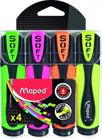 Маркер Maped Маркер Fluo Peps Ultra Soft 4шт 1-5 мм 74604