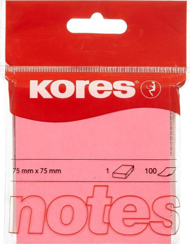 Блокнот Kores Стикеры 75x75 мм неоновые розовые (1 блок, 100 листов)