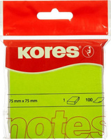 Блокнот Kores Стикеры 75x75 мм неоновые зеленые (1 блок, 100 листов)