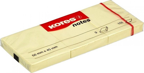 Блокнот Kores Стикеры 50x40 мм пастельные желтые (3 блока по 100 листов)