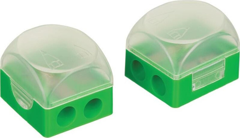 Точилка для карандашей Attache Точилка двойная с контейнером зеленая (2 штуки в упаковке)