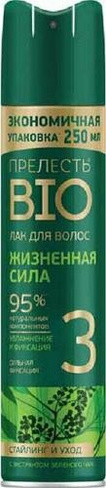 Укладка волос Прелесть Лак для волос "Жизненная сила", с экстрактом зеленого чая, 250 мл