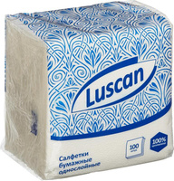 Бумажные полотенца Luscan Салфетки бумажные 1-слойные (24x24 см, белые, 100 штук в упаковке)
